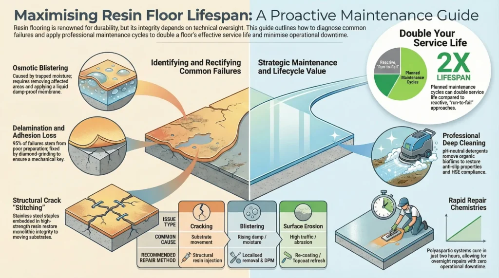 resin flooring repair, professional floor cleaning, planned maintenance