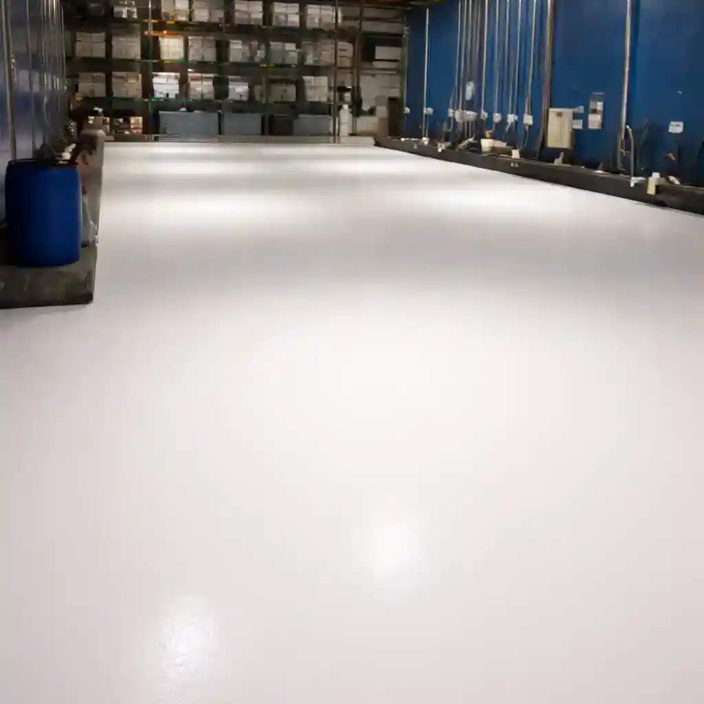 Heavy duty flowable resin floor with a smooth seamless finish