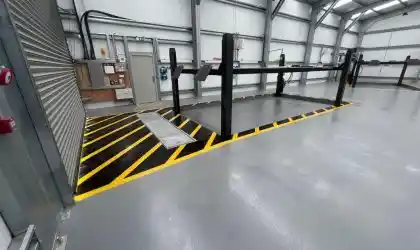 High build resin floor with industrial line marking to bays and walkways