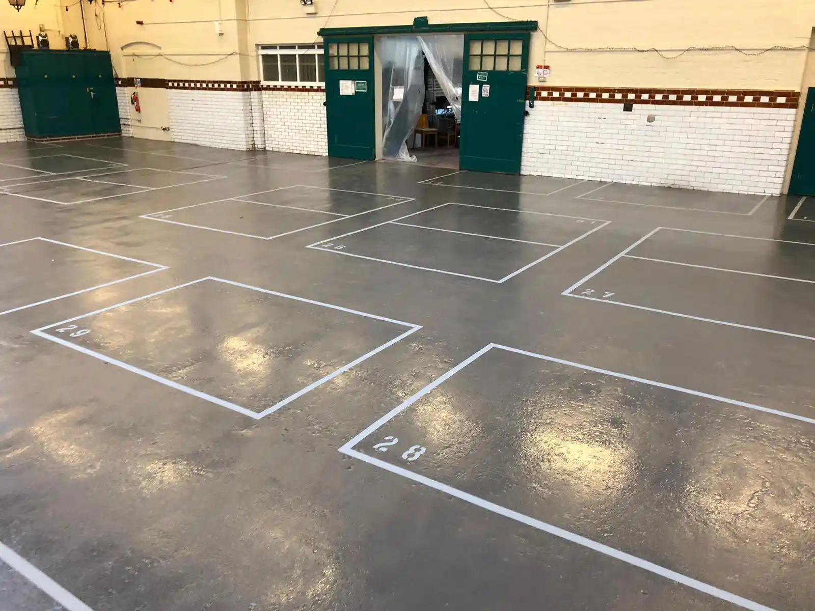 Resin floor seal applied to an industrial concrete floor